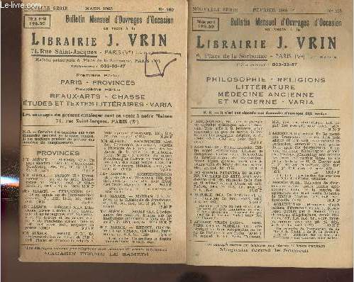 Lot de Bulletins de la librairie J. Vrin- n468 et 469 (2 volumes)