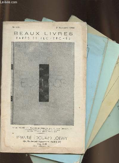 Catalogues Librairie Edouard Loewy n145  149 (5 volumes)- beaux livres rares et recherchs