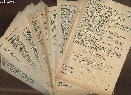Lot de 11 cataolgues de la librairie Emile Saffroy- n31  43- Beaux arts, littrature, livres divers, provinces, tranger, etc
