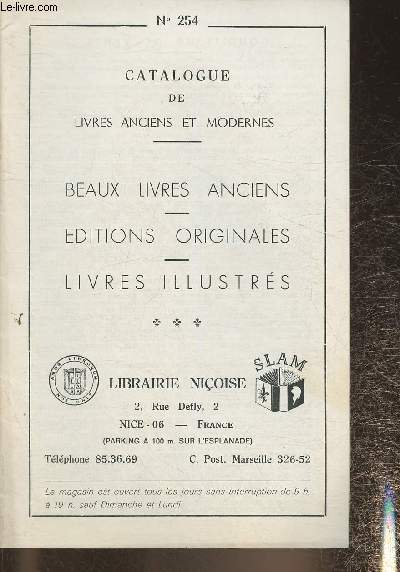 Catalogue de livres anciens et modernes, beaux livres, editions originales, livres illustrs- Librairie Nioise n254