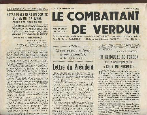Le combattant de Verdun n139- 1975-Sommaire: Notre plance dans un comit que se dit national- Lettre du prsidnet- Le mmorial de Verdun- L'enfer de Verdun- 23 juin 1916: la seconde offensive frontale- etc.
