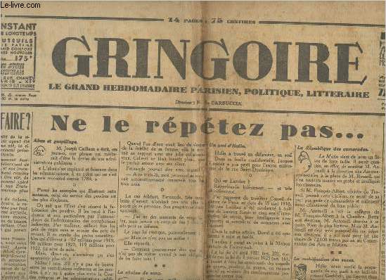 Gringoire n228, 6e anne- Vendredi 17 mars 1933