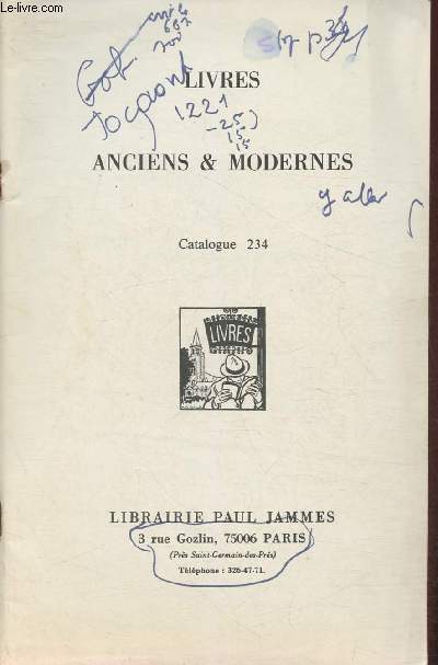 Catalogue de livres anciens et modernes n234- Librairie Paul Jammes