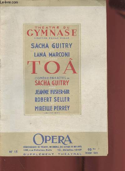 Opra n15 supplment thatral- Dcembre 1949- To par Sacha Guitry