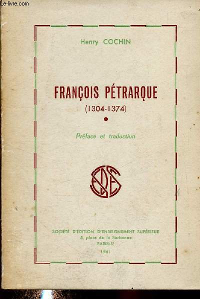 Franois Ptrarque (1304-1374). Prface et traduction