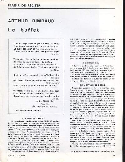 Plaisir de rciter Arthur Rimbaud Le buffet Extrait du D.C. N164 du 31-12-64