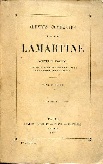 Oeuvres compltes de M.A. de Lamartine en 8 tomes Nouvelle dition