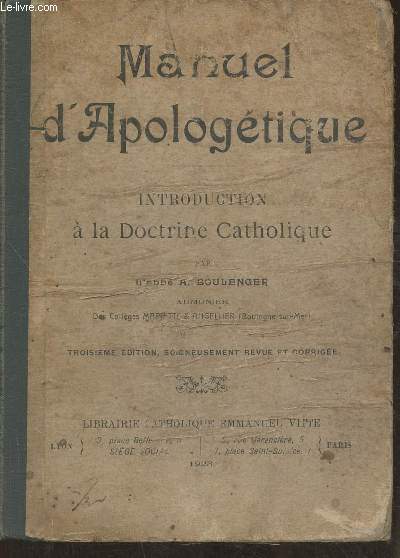 Manuel d'Apologtique- Introduction  la Doctrine Catholique