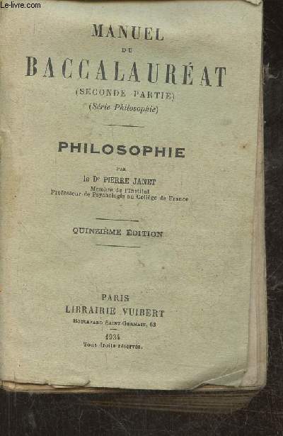 Manuel du Baccalaurat (seconde partie) (srie philosophie) Philosophie