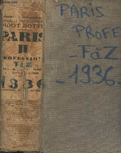 Annuaire Didot-Bottin commerce-industrie 1936- Paris-II Professions de la rgion parizienne F  Z, communes du dpartement de la Seine