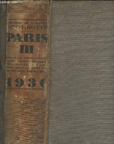 Annuaire Didot-Bottin commerce-industrie 1936 Paris- III
