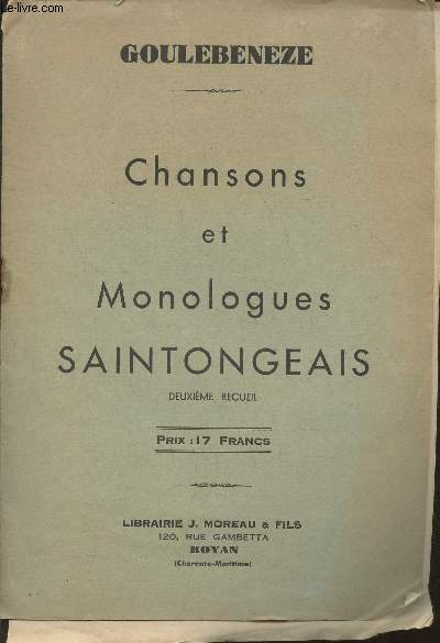 Chansons et monologues Saintongeais 2me recueil