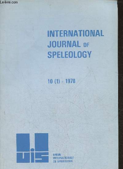 International journal of speleology 10 (1)- 1978