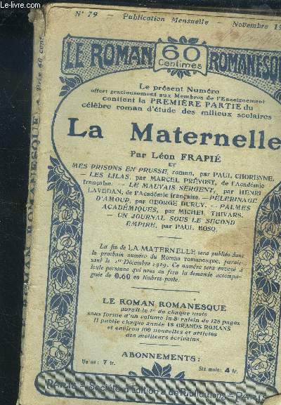Le roman romanesque. La maternelle. N79, Novembre 1909