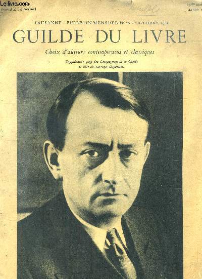Guilde du Livre. Choix d'auteurs contemporains et classiques. Lausanne. Bulletin N10, octobre 1948