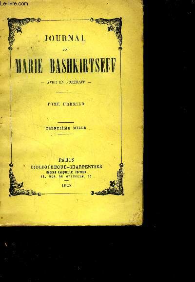 Le journal de Marie Bashkirtseff Tome premier