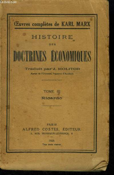 Histoire des doctrines economiques Tome III: Ricardo