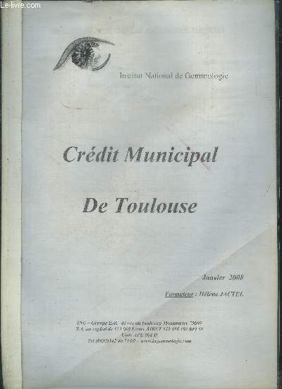 Credit municipal de Toulouse- Document polycopi