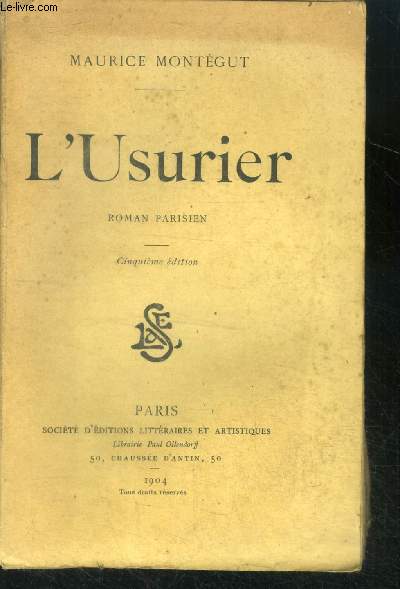 L'usurier - roman parisien - 5eme edition