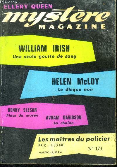 Mystere Magazine N173- juin 1962 - Une seule goutte de sang- Le disque noir- Pice de muse- La chane- arlie et les vampires- le miroir du diable- le crime passe en jugement - verdict-...