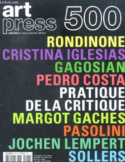 Art press N500, juin 2022 - fondinone cristina iglesias gagosian pedro costa
