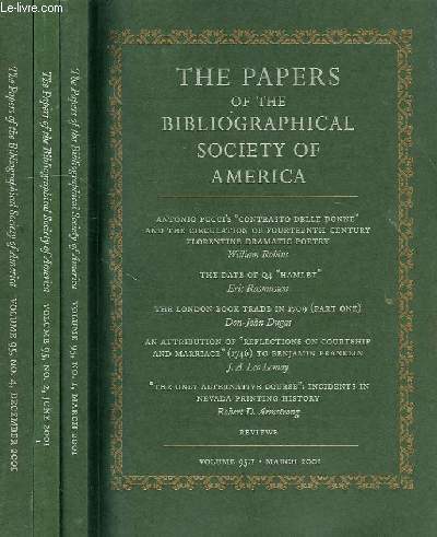 THE PAPERS OF THE BIBLIOGRAPHICAL SOCIETY OF AMERICA, VOL. 95, N 1, 2, 4, 2001
