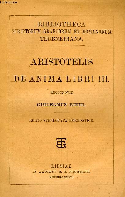 ARISTOTELIS DE ANIMA LIBRI III