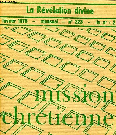 MISSION CHRETIENNE, N 223, FEV. 1978, LA REVELATION DIVINE