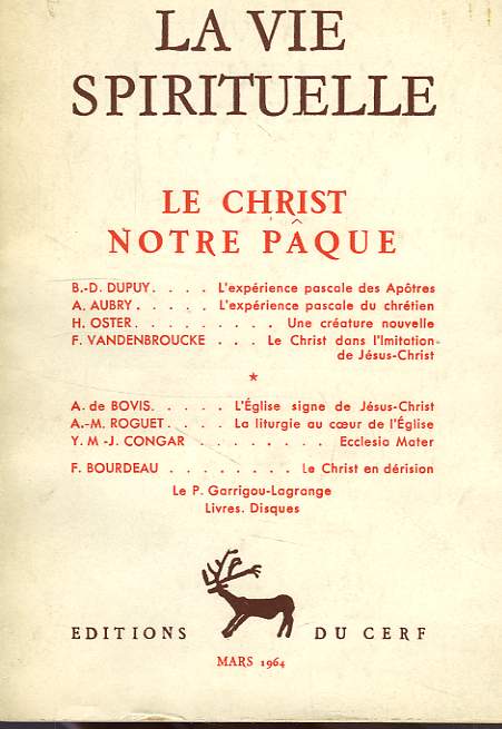 LA VIE SPIRITUELLE, N 503, MARS 1964, LE CHRIST NOTRE PAQUE
