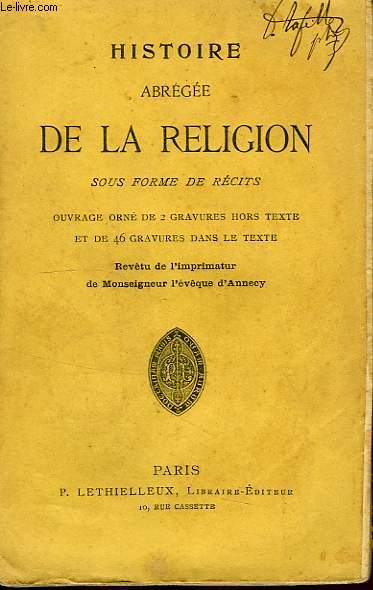 HISTOIRE ABREGEE DE LA RELIGION SOUS FORME DE RECITS