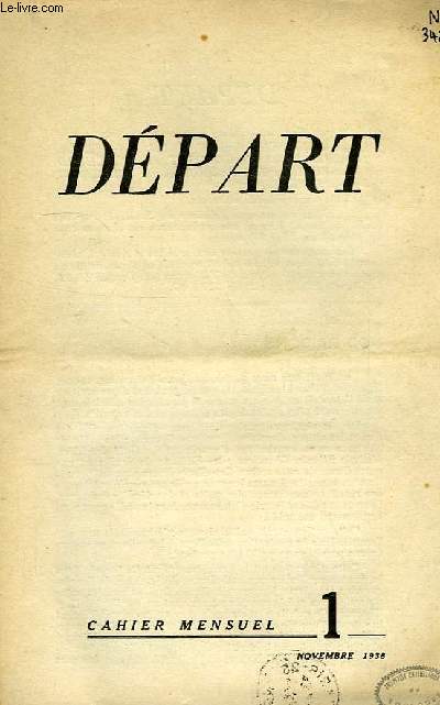 DEPART, N 1, NOV. 1938