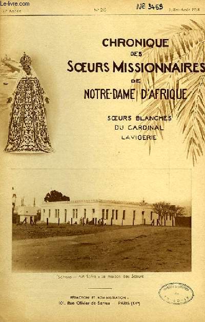 CHRONIQUE DES SOEURS MISSIONNAIRES DE NOTRE-DAME D'AFRIQUE, SOEURS BLANCHES DU CARDINAL LAVIGERIE, 35e ANNEE, N 215, JUILLET-AOUT 1934