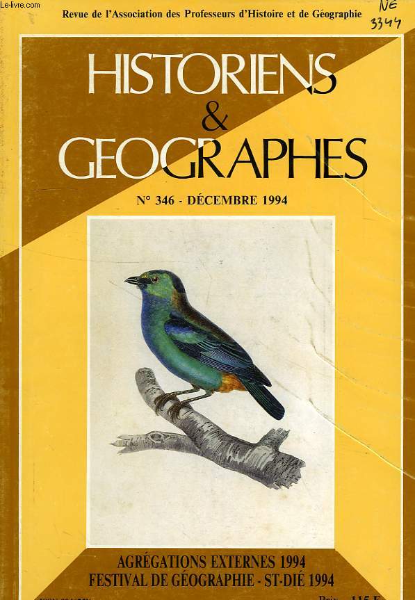 HISTORIENS ET GEOGRAPHES, N 346, DEC. 1994