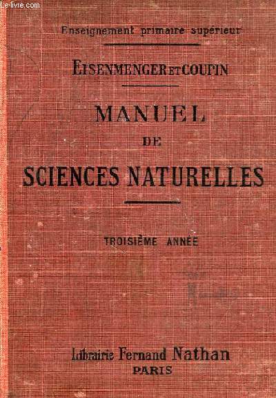MANUEL DE SCIENCES NATURELLES, 3e ANNEE