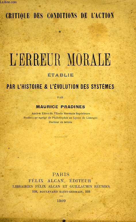 L'ERREUR MORALE ETABLIE PAR L'HISTOIRE & L'EVOLUTION DES SYSTEMES