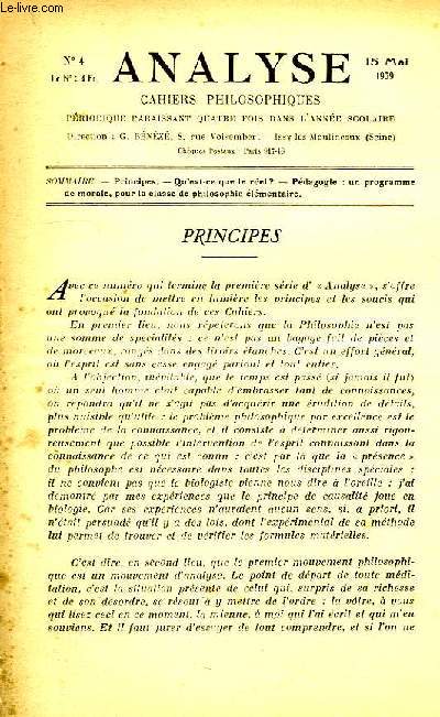 ANALYSE, CAHIERS PHILOSOPHIQUES, N 4, 15 MAI 1939