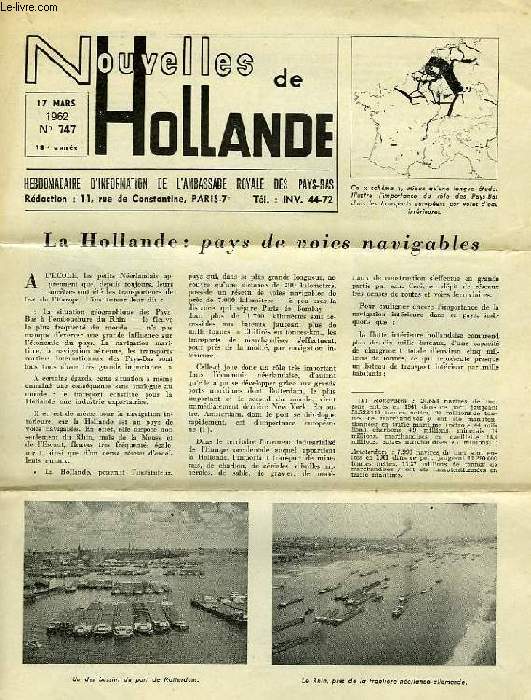 NOUVELLES DE HOLLANDE, N 747, 18e ANNEE, MARS 1962