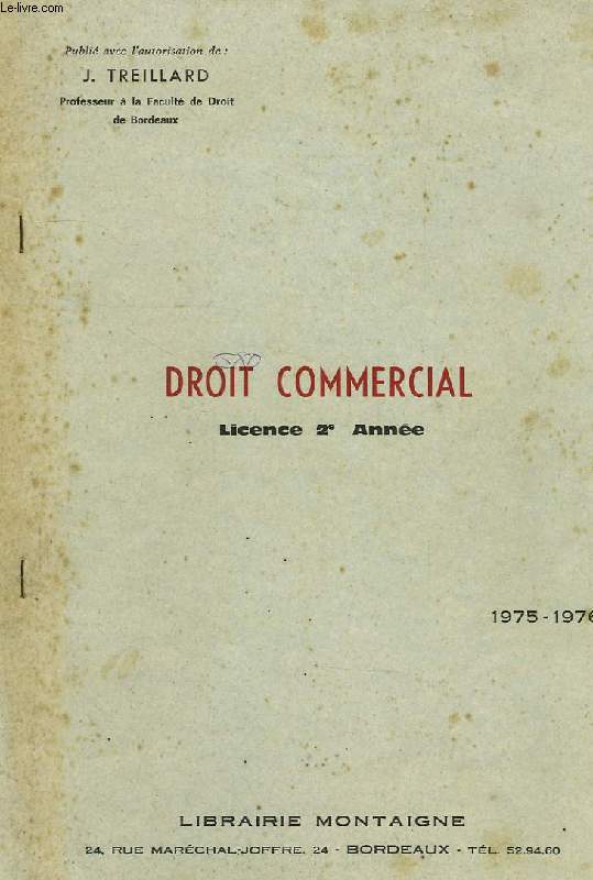 DROIT COMMERCIAL, LICENCE 2e ANNEE