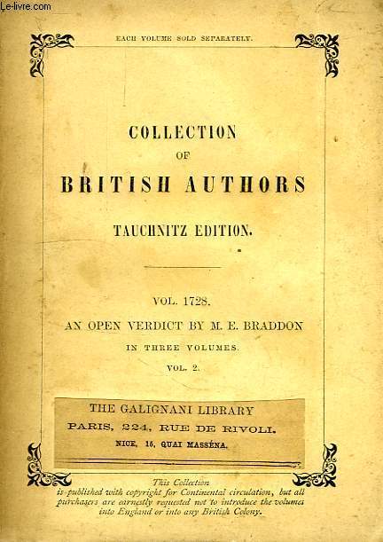 AN OPEN VERDICT, A NOVEL (VOL. 1728), IN THREE VOLUMES, VOLUME I