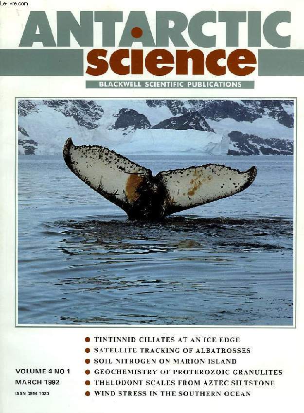 ANTARCTIC SCIENCE, VOL. 4, N 1, MARCH 1992