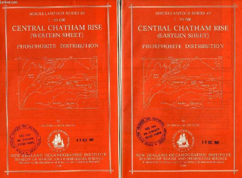 CENTRAL CHATHAM RISE, WESTERN & EASTERN SHEETS, PHOSPHORITE DISTRIBUTION, MISCELLANEOUS SERIES 65, 1:50 000