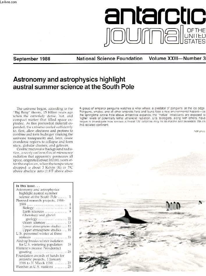 ANTARCTIC JOURNAL OF THE UNITED STATES, VOL. XXIII, N 3, SEPT. 1988