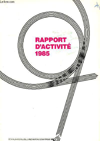 RAPPORT D'ACTIVITE 1985