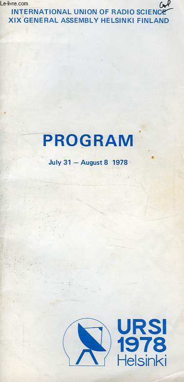 URSI, HELSINKI, 1978, PROGRAM
