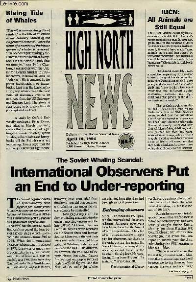 HIGH NORTH NEWS, BULLETIN ON THE MARINE MAMMAL ISSUE, N 7, APRIL 10, 1994