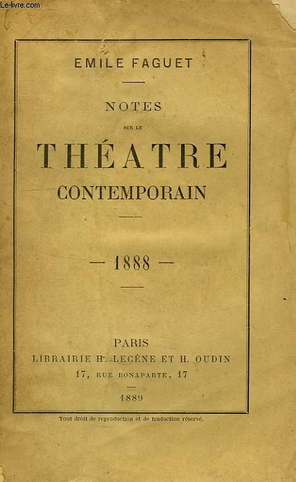 NOTES SUR LE THEATRE CONTEMPORAIN, 1888