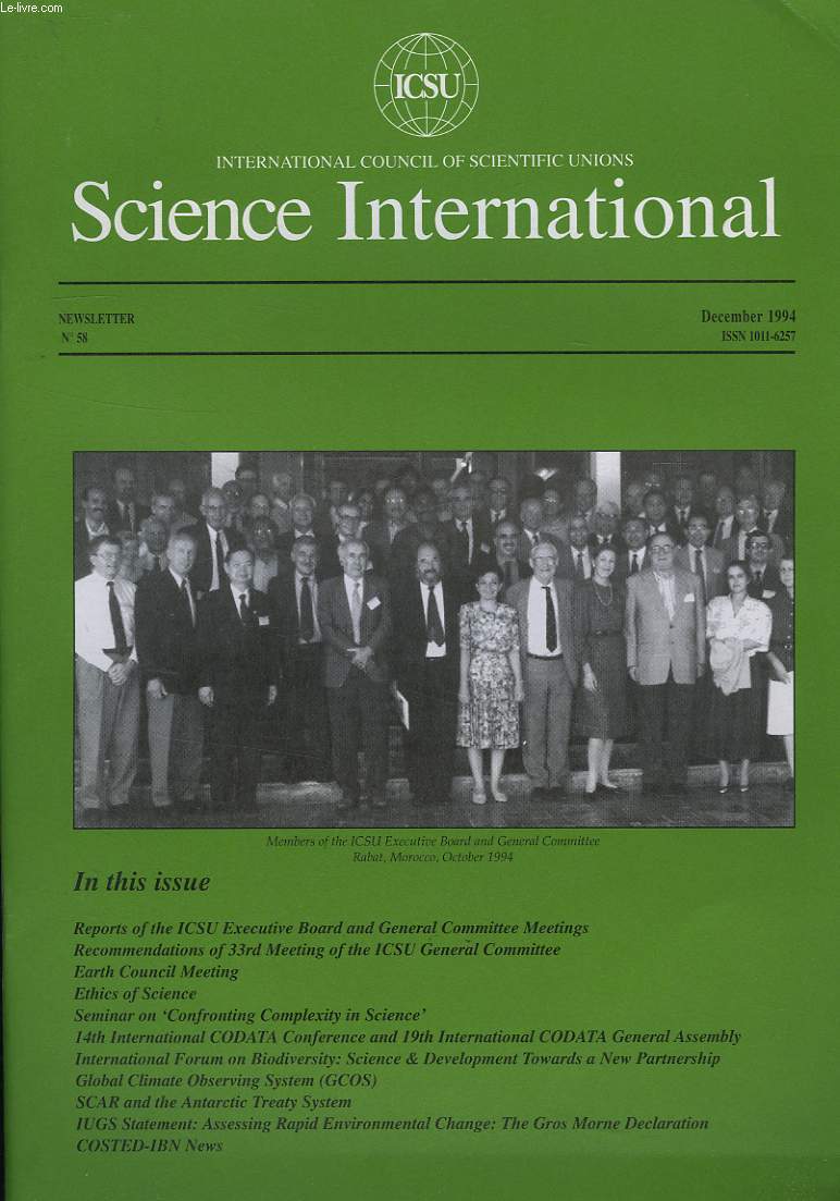 SCIENCE INTERNATIONAL, NEWSLETTER N 58, DEC. 1994