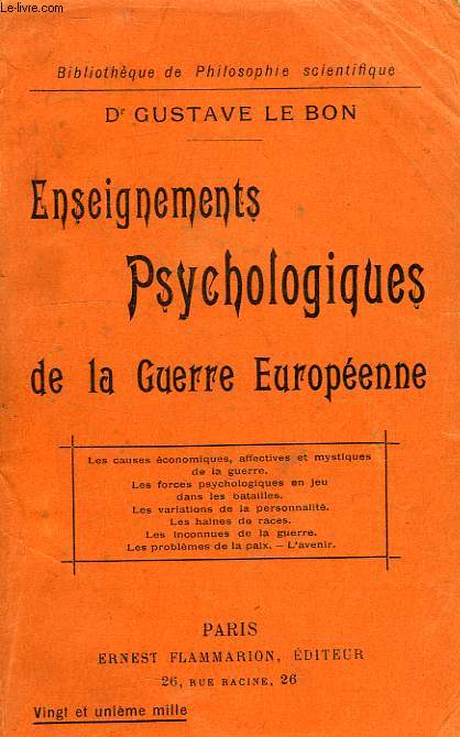 ENSEIGNEMENTS PSYCHOLOGIQUES DE LA GUERRE EUROPEENNE