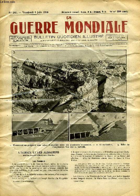 LA GUERRE MONDIALE, BULLETIN QUOTIDIEN ILLUSTRE, N 547, VENDREDU 9 JUIN 1916