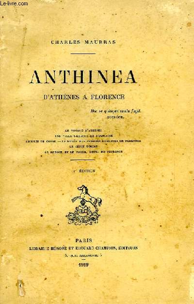 ANTHINEA, D'ATHENES A FLORENCE